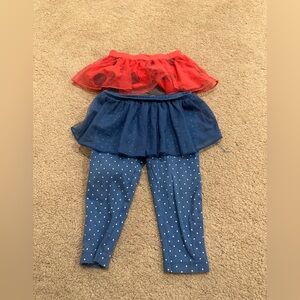 Lot of 2 Baby Girl Red and Blue Tutu Leggings Size 12 Months